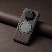 For Huawei Mate 60 Pro / 60 Pro+ Denior A14 Skin Feel Rotating Holder MagSafe Phone Case(Brown)