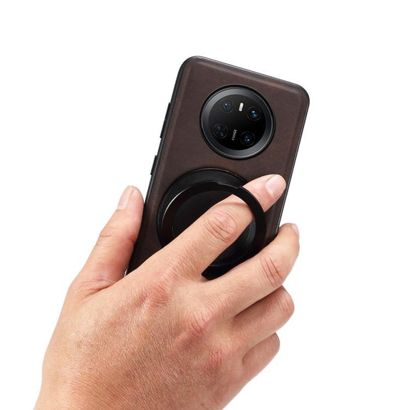 For Huawei Mate 70 Denior A14 Skin Feel Rotating Holder MagSafe Phone Case(Brown)