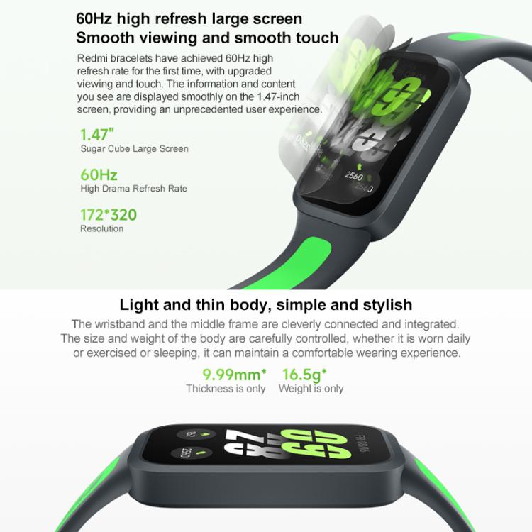 Xiaomi Redmi Band 3 Smart Band, 1.47 inch, Heart Rate / Blood Oxygen Health Monitoring(Black) - free shipping - PMC Jewellery - Order now!