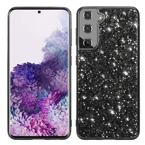 For Samsung Galaxy S25 5G Glitter Powder Shockproof TPU Phone Case(Black)