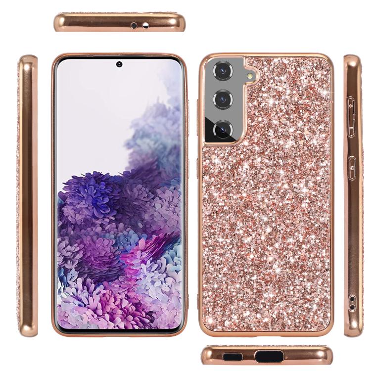 For Samsung Galaxy S25 5G Glitter Powder Shockproof TPU Phone Case(Rose Gold)