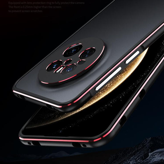 For Huawei Mate 70 Aurora Series Lens Protector + Metal Frame Phone Case(Black Silver)