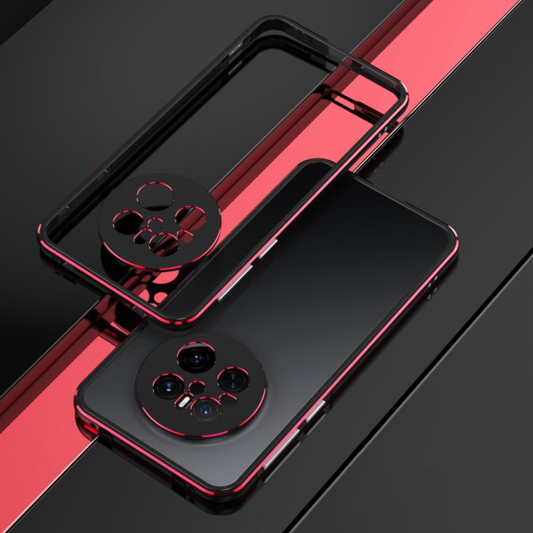 For Huawei Mate 70 Aurora Series Lens Protector + Metal Frame Phone Case(Black Red) - Huawei Cases by PMC TechLife | Online Shopping South Africa | PMC TechLife | Buy Now Pay Later Mobicred