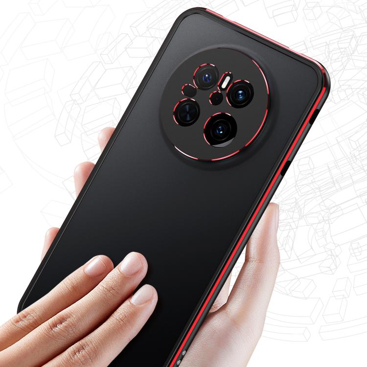 For Huawei Mate 70 Aurora Series Lens Protector + Metal Frame Phone Case(Black Red) - Huawei Cases by PMC TechLife | Online Shopping South Africa | PMC TechLife | Buy Now Pay Later Mobicred