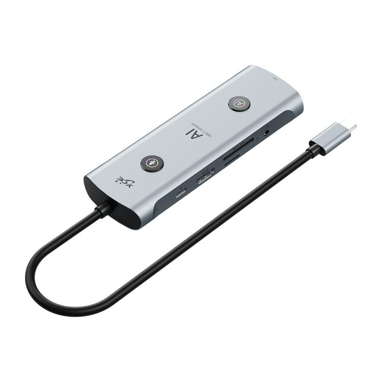 YCE V172 12 in 1 USB-C / Type-C HUB Adapter AI Docking Station(Grey) - USB HUB by PMC TechLife | Online Shopping South Africa | PMC TechLife | Buy Now Pay Later Mobicred