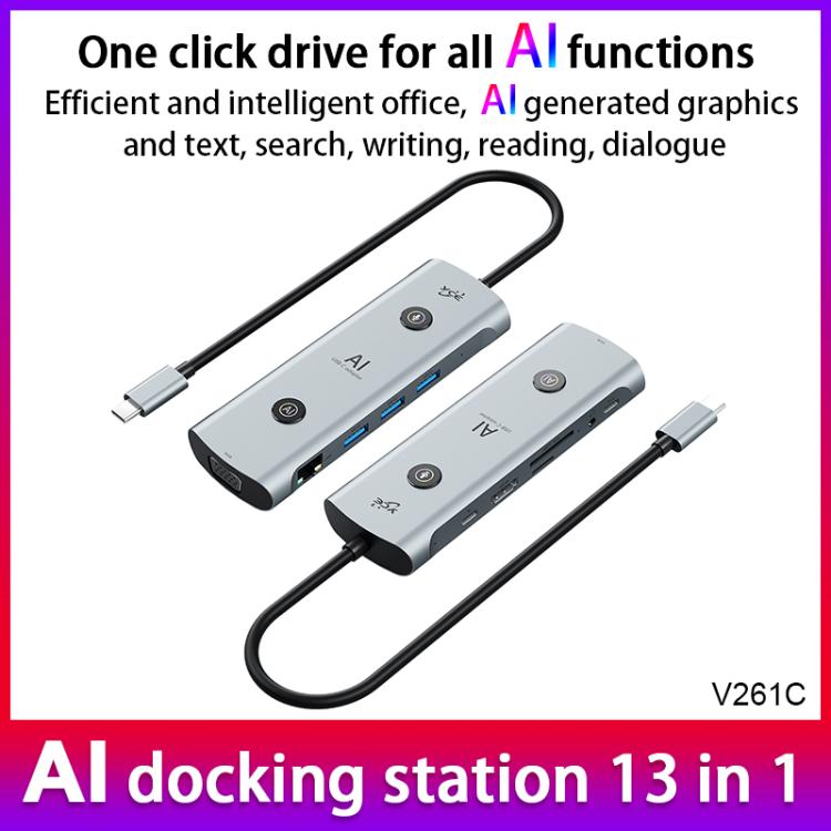 YCE V261C 13 in 1 USB-C / Type-C HUB Adapter AI Docking Station(Grey) - USB HUB by PMC TechLife | Online Shopping South Africa | PMC TechLife | Buy Now Pay Later Mobicred