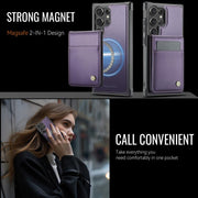 For Samsung Galaxy S25 Ultra 5G JEEHOOD J06 British Style RFID MagSafe Card Bag PU Phone Case(Purple)