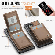 For Samsung Galaxy S25 Ultra 5G JEEHOOD J06 British Style RFID MagSafe Card Bag PU Phone Case(Brown)