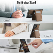 For Samsung Galaxy S25 Ultra 5G JEEHOOD J06 British Style RFID MagSafe Card Bag PU Phone Case(Brown)