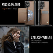 For Samsung Galaxy S25 Ultra 5G JEEHOOD J06 British Style RFID MagSafe Card Bag PU Phone Case(Brown)