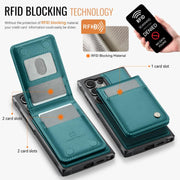 For Samsung Galaxy S25 Ultra 5G JEEHOOD J06 British Style RFID MagSafe Card Bag PU Phone Case(Green)