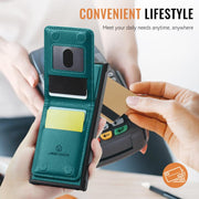 For Samsung Galaxy S25 Ultra 5G JEEHOOD J06 British Style RFID MagSafe Card Bag PU Phone Case(Green)