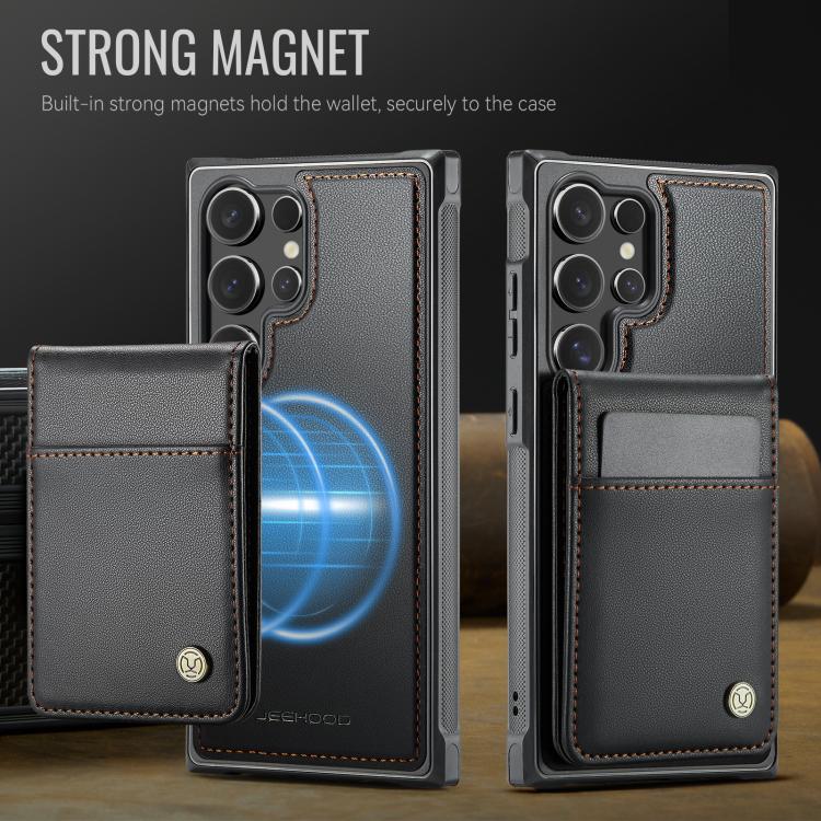 For Samsung Galaxy S25 Ultra 5G JEEHOOD J06 British Style RFID MagSafe Card Bag PU Phone Case(Black) - Galaxy S25 Ultra 5G Cases by JEEHOOD | Online Shopping South Africa | PMC Jewellery | Buy Now Pay Later Mobicred