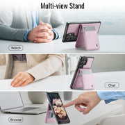 For Samsung Galaxy S25 Ultra 5G JEEHOOD J06 British Style RFID MagSafe Card Bag PU Phone Case(Pink)