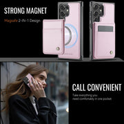 For Samsung Galaxy S25 Ultra 5G JEEHOOD J06 British Style RFID MagSafe Card Bag PU Phone Case(Pink)