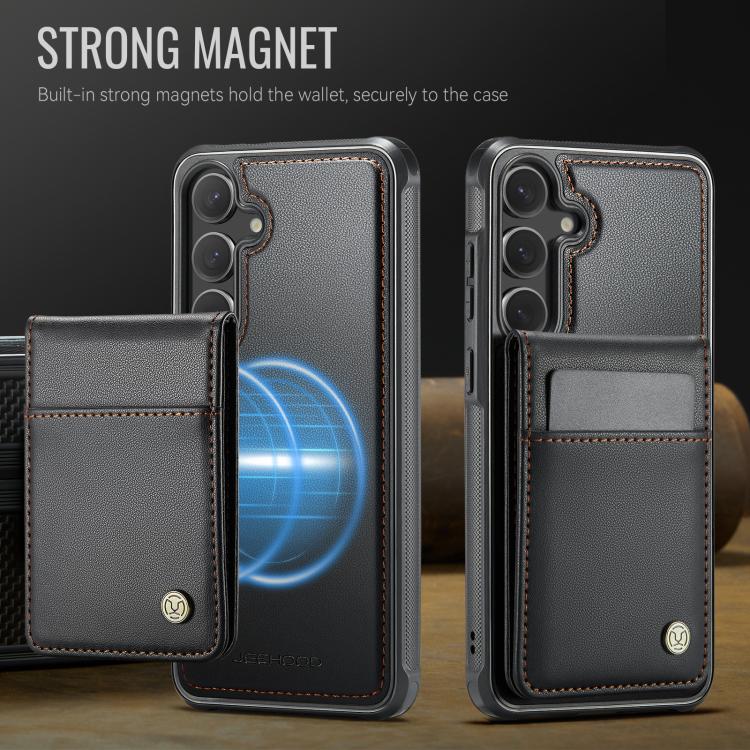 For Samsung Galaxy S25 5G JEEHOOD J06 British Style RFID MagSafe Card Bag PU Phone Case(Black) - Galaxy S25 5G Cases by JEEHOOD | Online Shopping South Africa | PMC Jewellery | Buy Now Pay Later Mobicred