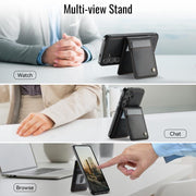 For Samsung Galaxy S25 5G JEEHOOD J06 British Style RFID MagSafe Card Bag PU Phone Case(Black)