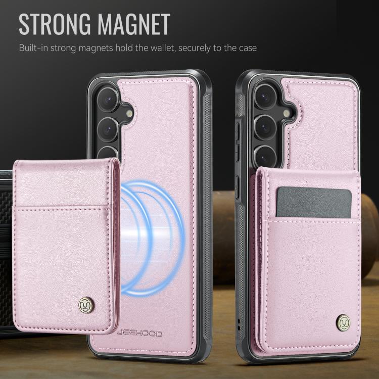 For Samsung Galaxy S25 5G JEEHOOD J06 British Style RFID MagSafe Card Bag PU Phone Case(Pink) - Galaxy S25 5G Cases by JEEHOOD | Online Shopping South Africa | PMC Jewellery | Buy Now Pay Later Mobicred