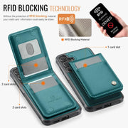 For Samsung Galaxy S25+ 5G JEEHOOD J06 British Style RFID MagSafe Card Bag PU Phone Case(Green)