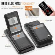 For Samsung Galaxy S25+ 5G JEEHOOD J06 British Style RFID MagSafe Card Bag PU Phone Case(Black)