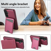 For Samsung Galaxy S25 5G Skin Feel Detachable Card Bag Magsafe Phone Case(Wine Red)