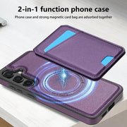 For Samsung Galaxy S25 5G Skin Feel Detachable Card Bag Magsafe Phone Case(Purple)