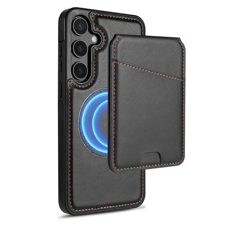 For Samsung Galaxy S25+ 5G Skin Feel Detachable Card Bag Magsafe Phone Case(Black) - free shipping - PMC Jewellery - Order now!
