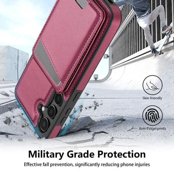 For Samsung Galaxy S25+ 5G Skin Feel Detachable Card Bag Magsafe Phone Case(Wine Red)