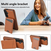 For Samsung Galaxy S25+ 5G Skin Feel Detachable Card Bag Magsafe Phone Case(Brown)