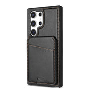 For Samsung Galaxy S25 Ultra 5G Skin Feel Detachable Card Bag Magsafe Phone Case(Black)