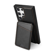 For Samsung Galaxy S25 Ultra 5G Skin Feel Detachable Card Bag Magsafe Phone Case(Black)