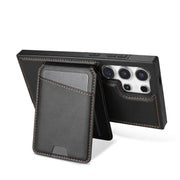 For Samsung Galaxy S25 Ultra 5G Skin Feel Detachable Card Bag Magsafe Phone Case(Black)
