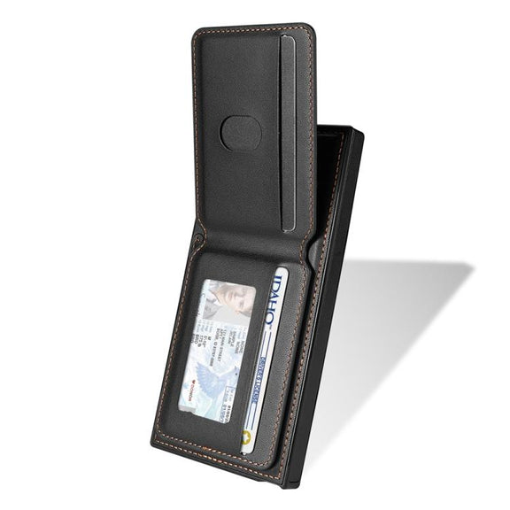 For Samsung Galaxy S25 Ultra 5G Skin Feel Detachable Card Bag Magsafe Phone Case(Black)