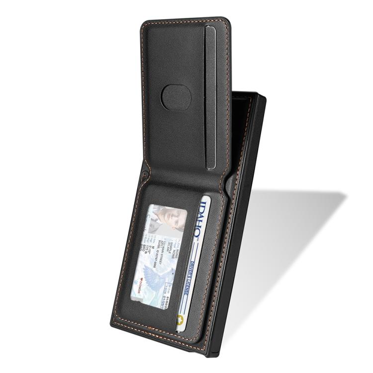 For Samsung Galaxy S25 Ultra 5G Skin Feel Detachable Card Bag Magsafe Phone Case(Black)