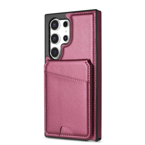 For Samsung Galaxy S25 Ultra 5G Skin Feel Detachable Card Bag Magsafe Phone Case(Wine Red)