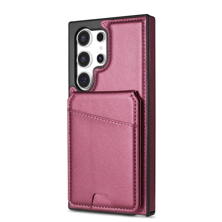 For Samsung Galaxy S25 Ultra 5G Skin Feel Detachable Card Bag Magsafe Phone Case(Wine Red)