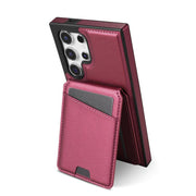 For Samsung Galaxy S25 Ultra 5G Skin Feel Detachable Card Bag Magsafe Phone Case(Wine Red)