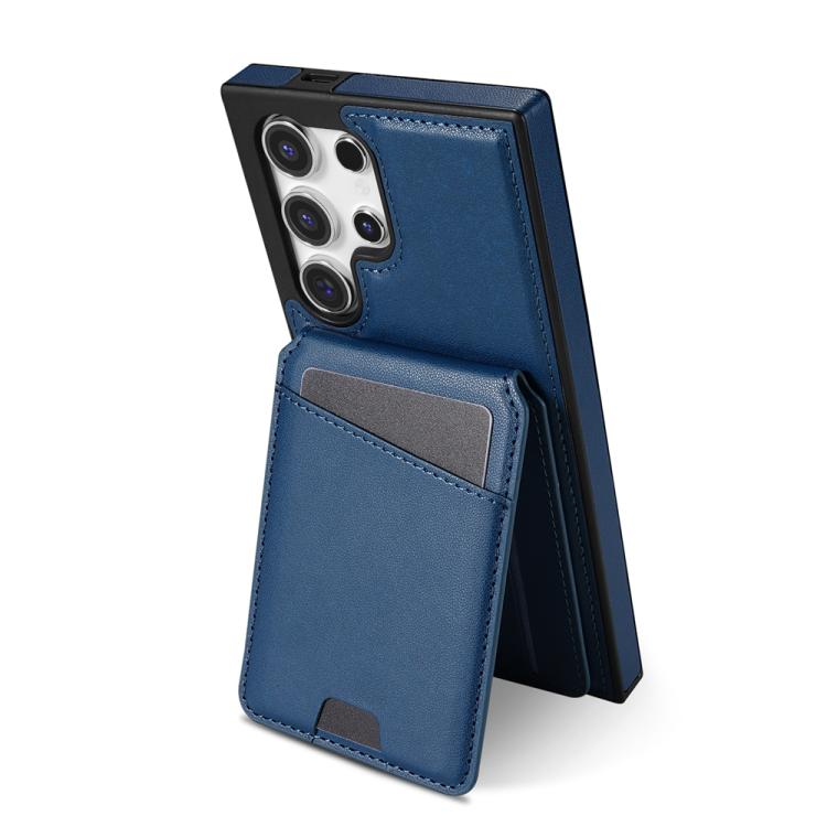 For Samsung Galaxy S25 Ultra 5G Skin Feel Detachable Card Bag Magsafe Phone Case(Blue)