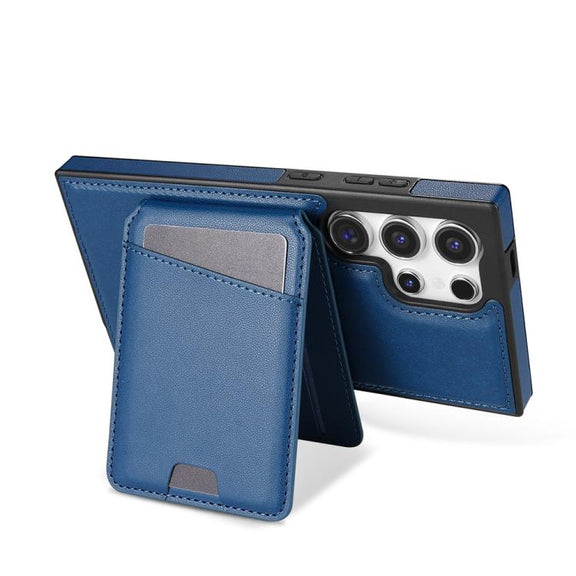 For Samsung Galaxy S25 Ultra 5G Skin Feel Detachable Card Bag Magsafe Phone Case(Blue)