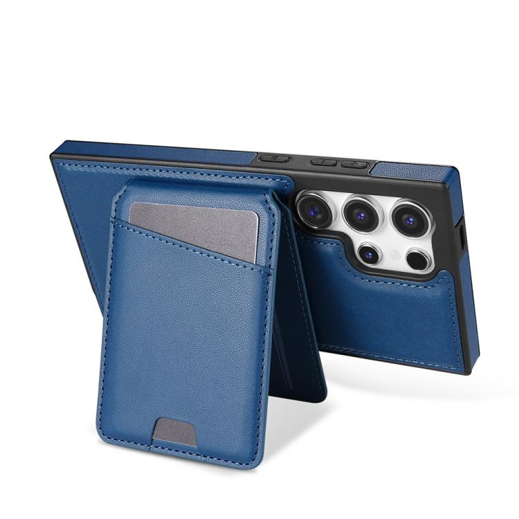 For Samsung Galaxy S25 Ultra 5G Skin Feel Detachable Card Bag Magsafe Phone Case(Blue)