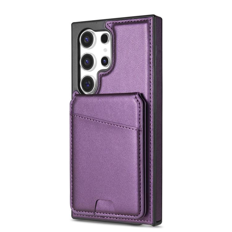 For Samsung Galaxy S25 Ultra 5G Skin Feel Detachable Card Bag Magsafe Phone Case(Purple) - Galaxy S25 Ultra 5G Cases by PMC Jewellery | Online Shopping South Africa | PMC Jewellery | Buy Now Pay Later Mobicred