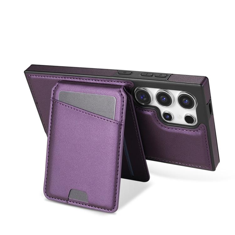 For Samsung Galaxy S25 Ultra 5G Skin Feel Detachable Card Bag Magsafe Phone Case(Purple) - Galaxy S25 Ultra 5G Cases by PMC Jewellery | Online Shopping South Africa | PMC Jewellery | Buy Now Pay Later Mobicred
