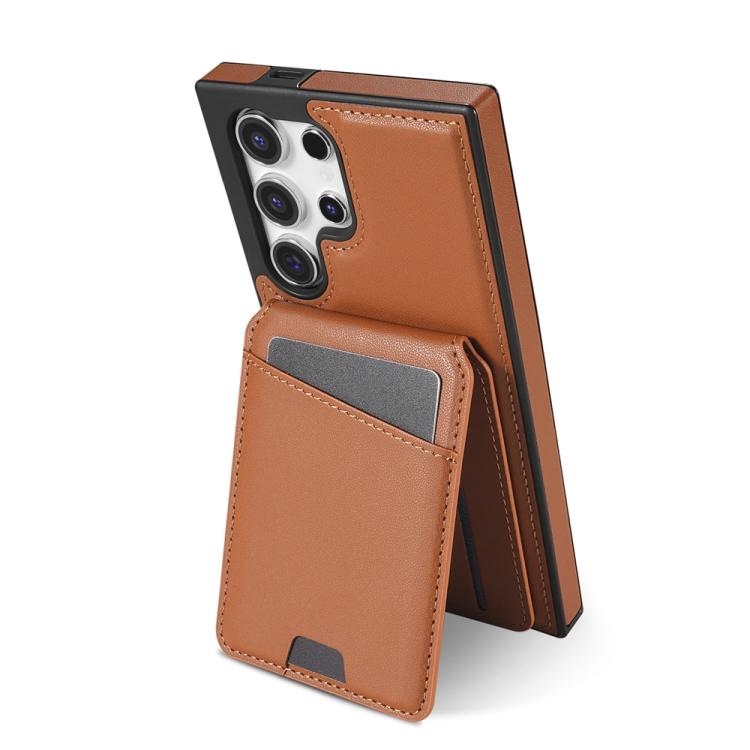 For Samsung Galaxy S25 Ultra 5G Skin Feel Detachable Card Bag Magsafe Phone Case(Brown) - Galaxy S25 Ultra 5G Cases by PMC Jewellery | Online Shopping South Africa | PMC Jewellery | Buy Now Pay Later Mobicred