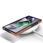 For Samsung Galaxy S25 Ultra 5G Skin Feel Detachable Card Bag Magsafe Phone Case(Brown)