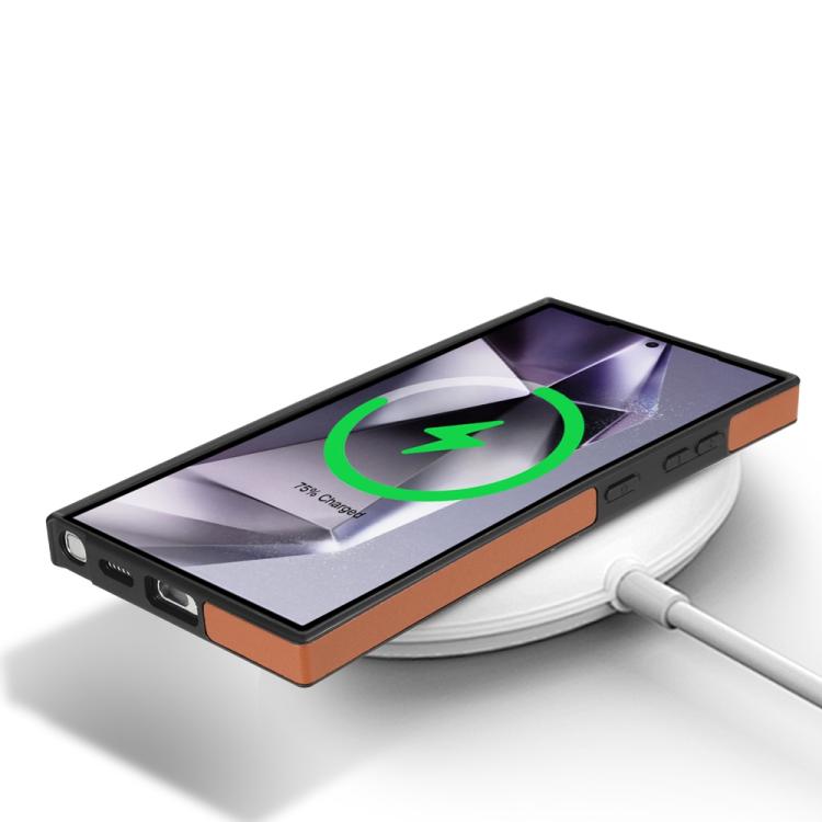 For Samsung Galaxy S25 Ultra 5G Skin Feel Detachable Card Bag Magsafe Phone Case(Brown)