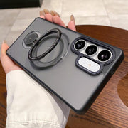 For Samsung Galaxy S25 5G Rotation Holder MagSafe Phone Case(Black)