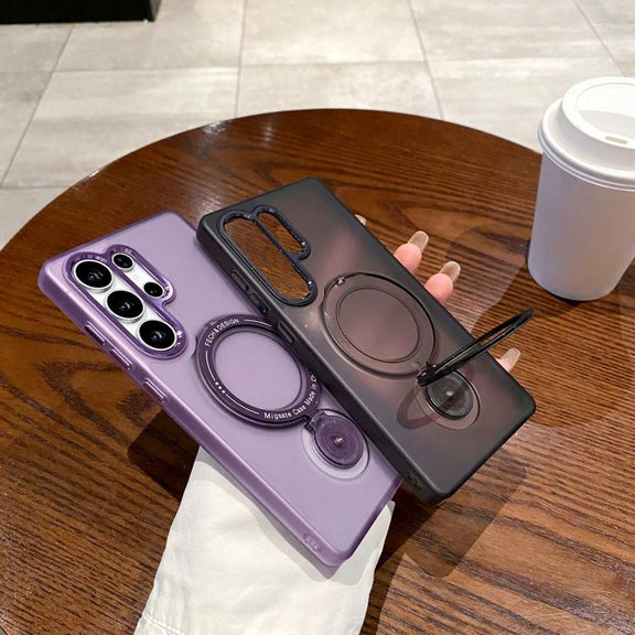 For Samsung Galaxy S25 5G Rotation Holder MagSafe Phone Case(Purple)