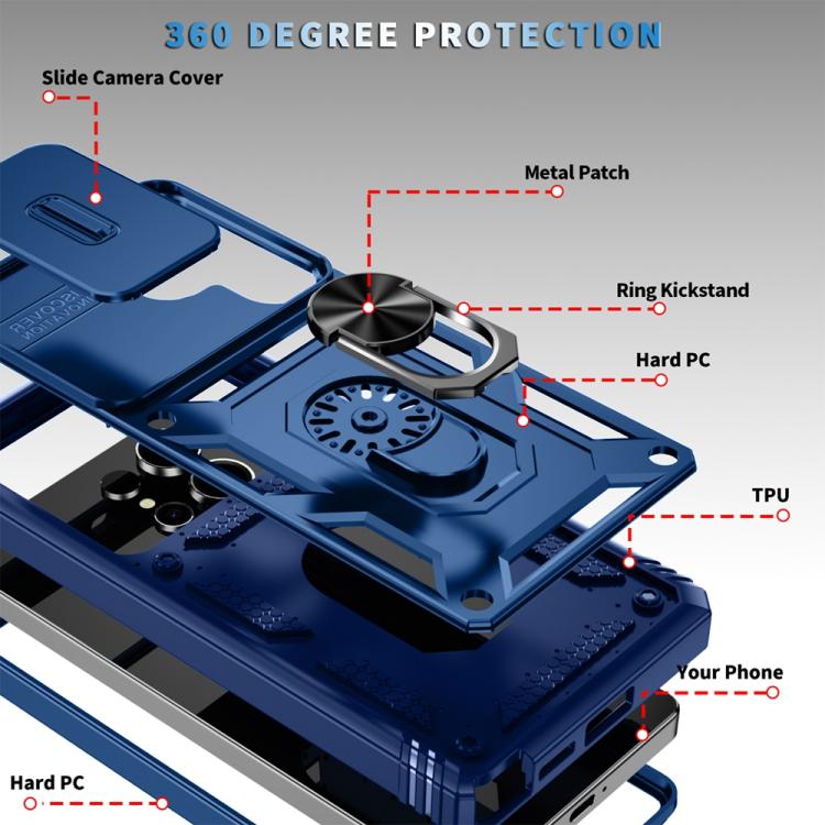For Samsung Galaxy S25 Ultra 5G Sliding Camshield TPU Hybrid PC Phone Case with Holder(Navy Blue) - Galaxy S25 Ultra 5G Cases by PMC Jewellery | Online Shopping South Africa | PMC Jewellery | Buy Now Pay Later Mobicred
