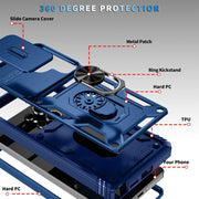 For Samsung Galaxy S25 Ultra 5G Sliding Camshield TPU Hybrid PC Phone Case with Holder(Navy Blue)