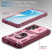 For Samsung Galaxy S25 Ultra 5G Sliding Camshield TPU Hybrid PC Phone Case with Holder(Pink+Rose Red)